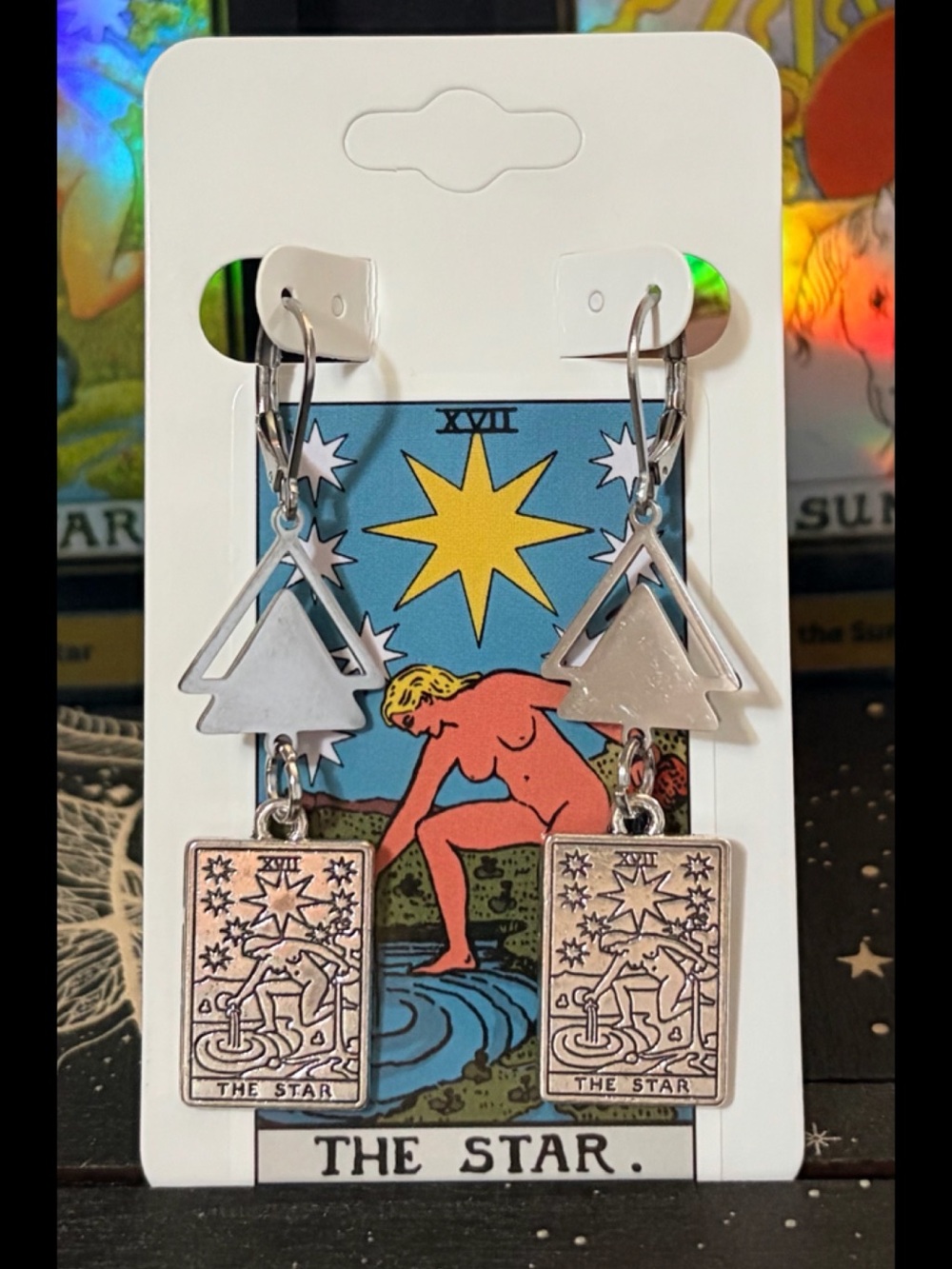 Handmade tarot The Star stainless steel earrings